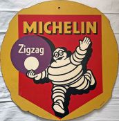 A Michelin Tyres ADVERTISING SIGN for Zigzag tyres and featuring the famous Bibendum Man. A