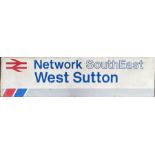Network Southeast STATION SIGN, possibly a running-in board, from West Sutton, the former SR station