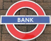 London Underground enamel PLATFORM ROUNDEL from Bank Station on the Central and Northern Lines. This