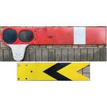 Pair of British Railways enamel SIGNAL ARMS, the first is a home signal complete with spectacle