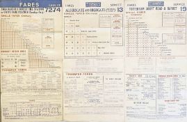 Selection (3) of 1930s LCC Tramways/LT Tramways paper FARECHARTS comprising October 1931 LCC issue