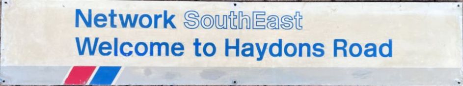 Network SouthEast STATION SIGN 'Welcome to Haydons Road' from the former SR station on the Sutton