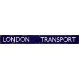 c1950s British Railways (Eastern Region) enamel HEADER PLATE 'LONDON TRANSPORT' thought to be from