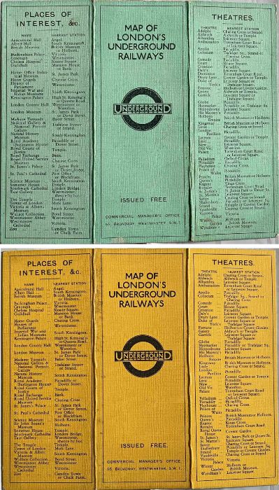 Pair of 'Stingemore' London Underground linen-card POCKET MAPS, both are c1928/29, with pale green - Image 2 of 2