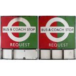 1950s/60s London Transport enamel BUS & COACH STOP FLAG (Request), an E3 version with space for 3