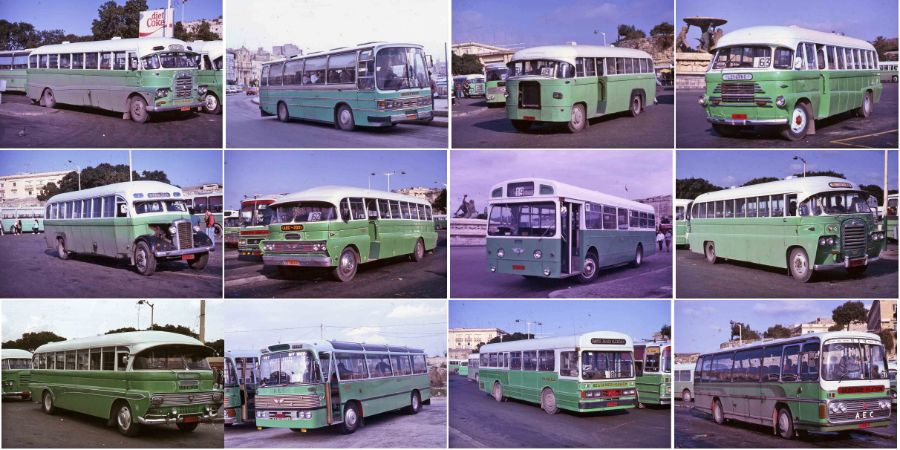 Large quantity (87) of 35mm Agfachrome COLOUR SLIDES of Maltese buses taken 1984-91 during the '