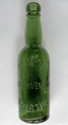 Great Western Railway (GWR) green glass BEER BOTTLE marked with company title and 'Refreshment