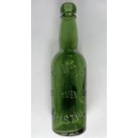 Great Western Railway (GWR) green glass BEER BOTTLE marked with company title and 'Refreshment