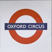 London Underground enamel PLATFORM SIGN from Oxford Circus station on the Bakerloo, Central and