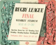 1939 London Transport panel POSTER 'Rugby League Final, Wembley Stadium' by Charles Mozley (1915-91)