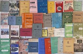 Large quantity (39) of mainly 1950s-60s bus TIMETABLE & FARETABLE BOOKLETS etc from operators A-M