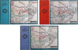 Selection (3) of 'Stingemore' London Underground linen-card POCKET MAPS comprising c1930 with