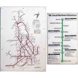 Pair of British Railways carriage ROUTE DIAGRAMS, the first a 1993 "Intercity Routes of Britain" (