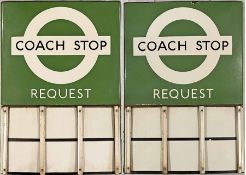 London Transport enamel COACH STOP FLAG (Request). A 1950s/60s 'bullseye'-style, E6-size, double-