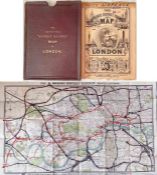 1879 Improved' District Railway MAP OF LONDON, 1st edition. A very early Underground map showing the