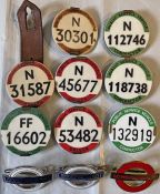 Selection (11) of BUS DRIVER/CONDUCTOR BADGES comprising 8 x PSV badges - 4 driver, 4 conductor -