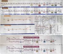 Selection (6) of London Underground vinyl CAR LINE DIAGRAMS comprising a pair each of Bakerloo Line,