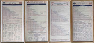 Selection (4) of London Transport TROLLEYBUS FARECHARTS comprising route(s) 555 dated November 49,