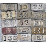 Large quantity (77) of London Transport bus RUNNING NUMBER STENCILS numbered from 1 to 200, a few