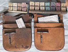 Selection (6 items) of bus conductors' items comprising 2 x London Transport leather CASH BAGS