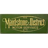 Maidstone & District Motor Services SIGN. A small, alloy nameplate, intricately signwritten,