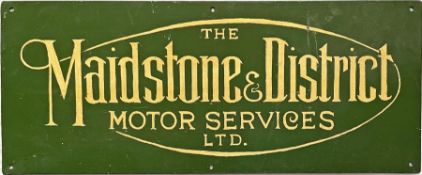 Maidstone & District Motor Services SIGN. A small, alloy nameplate, intricately signwritten,