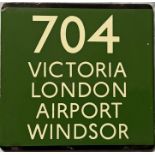 London Transport coach stop enamel E-PLATE for Green Line route 704 destinated Victoria, London
