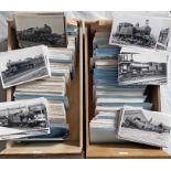 2 boxes (estimated 1,500+) of postcard-size, b&w RAILWAY PHOTOGRAPHS of Southern Railway (&