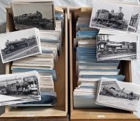 2 boxes (estimated 1,500+) of postcard-size, b&w RAILWAY PHOTOGRAPHS of Southern Railway (&