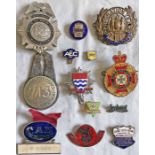 Mixed selection (13) of CAP & LAPEL BADGES including Brisbane City Tramways, Birmingham Corp