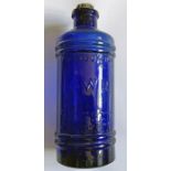 Great Western Railway (GWR) blue-glass, POLYGON INK BOTTLE embossed 'Capacity of this bottle is