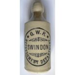 Great Western Railway (GWR) salt-glaze, stoneware GINGER BEER BOTTLE marked 'Refreshment Department,