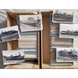 2 boxes (estimated 1,800+) of postcard-size, b&w RAILWAY PHOTOGRAPHS of Southern Railway (&