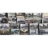 11 boxes (600+ pictures) of postcard-size PHOTOGRAPHS & COMMERCIAL POSTCARDS assembled into areas by