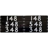 Set (6) of London Underground 1973-Stock enamel STOCKNUMBER PLATES (located inside the cars above