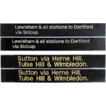 Pair of British Rail (Southern Region) PLATFORM FINGER BOARDS, the first reading 'Lewisham & all