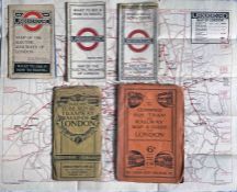 Selection (6) of mainly 1920s London Underground & other London MAPS comprising Underground issues