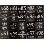 Large quantity (20) of London Transport bus stop enamel E-PLATES. All are Night Route examples