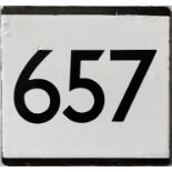 London Transport bus stop enamel E-PLATE for trolleybus route 657 which ran from Hounslow to