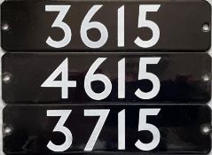 Set of 3 of London Underground 1983 Tube Stock enamel STOCK-NUMBER PLATES from a 3-car unit of the