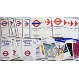 Very large quantity (120+) of London Underground diagrammatic card POCKET MAPS dated from 1970 to