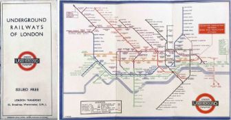 1934 London Underground 'Underground Railways of London' POCKET MAP. A second-year H C Beck