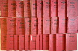 Large quantity (32) of Midland Red FARE TABLES BOOKLETS & FOLDERS dated from 1945 to 1971. Mostly in