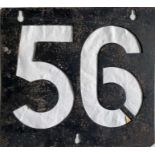 London Transport tram ROUTE STENCIL PLATE for service 56 which ran from Peckham Rye to the