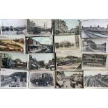 7 boxes (500+ pictures) of postcard-size PHOTOGRAPHS & COMMERCIAL POSTCARDS assembled into areas