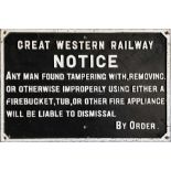 Great Western Railway (GWR) cast-iron, fully-titled NOTICE 'Any man found tampering with, removing