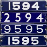 Set of 4 London Underground enamel STOCK-NUMBER PLATES from a 4-car unit of 1962-Tube Stock