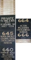 1951 London Transport TROLLEYBUS DESTINATION BLIND from Colindale (CE) depôt for the side box, dated