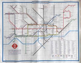 1976 London Underground quad-royal POSTER MAP designed by Paul Garbutt with date-code 3/76. This