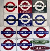 Selection (13) of miniature enamel London Transport BULLSEYES (bus stops and Underground stations)